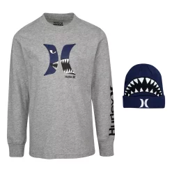 Boys 8-20 Hurley Shark Bite Graphic Tee & Beanie Hat Set