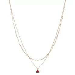 LC Lauren Conrad Gold Tone Two Row Short Watermelon Charm Necklace