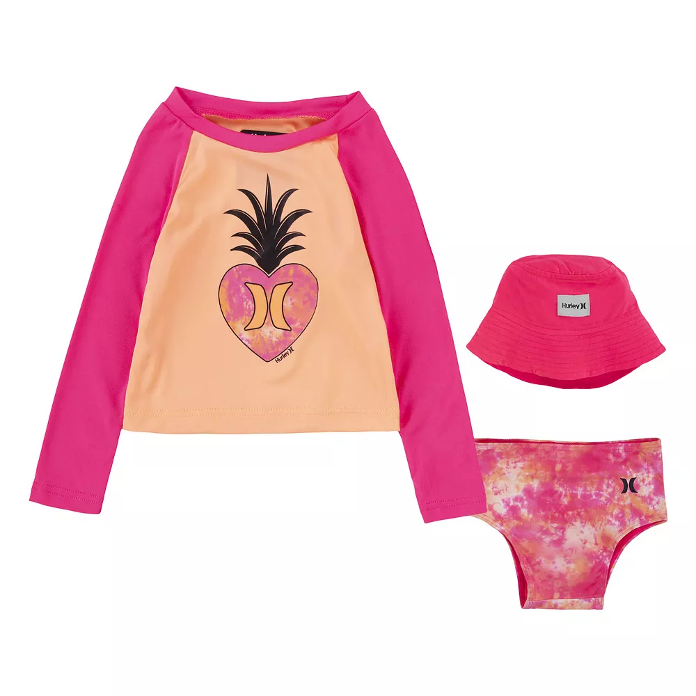 Baby Girl Hurley UPF Swim & Bucket Hat Set