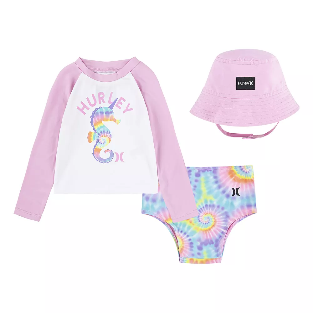 Baby Girl Hurley UPF Swim & Bucket Hat Set - Image 2