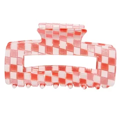 SO® Pink Checkered Rectangle Claw Clip