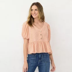 Petite LC Lauren Conrad Button Front Peplum Top