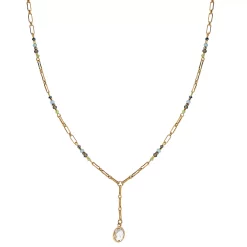 LC Lauren Conrad Blue Beaded Pendant Y Necklace