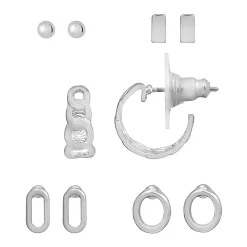 LC Lauren Conrad Mini Curved Link Nickel Free 5-Pair Hoop Earring Set