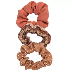 SO® Orange Crochet And Print Scrunchie Set